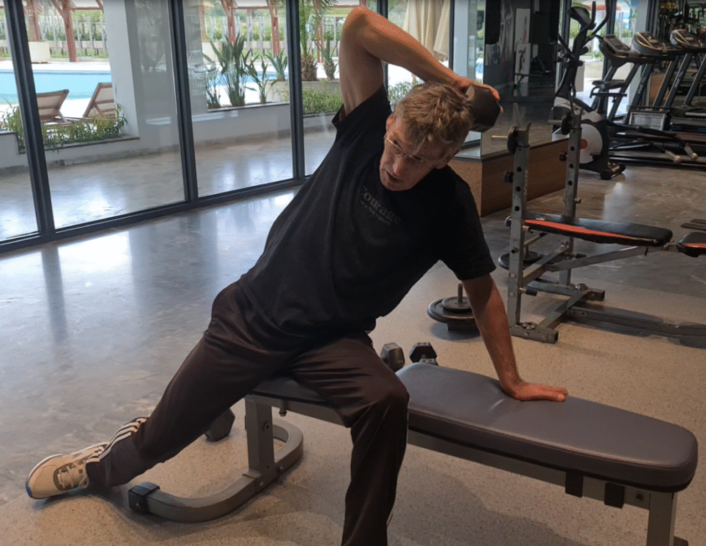 Showing the Backscratch exercise for Triceps