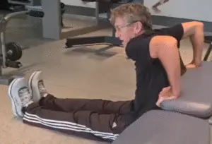 Showing a still image from my Bench Dip Gym video - an exercise for Triceps