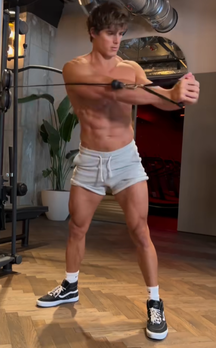 Showing the Cable Oblique Twist exercise