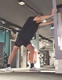 showing the calf stretch exercise