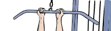 showing the upper position for the supinated close grip bar gym exercise