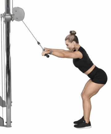 Showing the Start Position for the Straight Arm Pulldown Gym Exercise