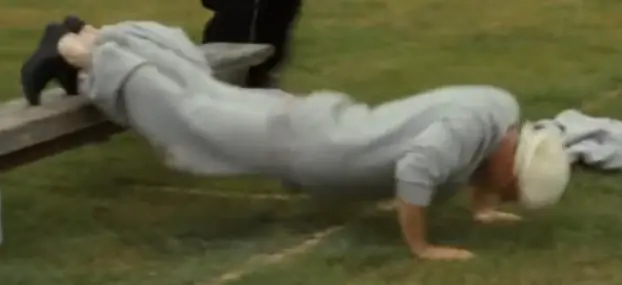 showing the Decline Pushup exercise in the film - Chariots of Fire