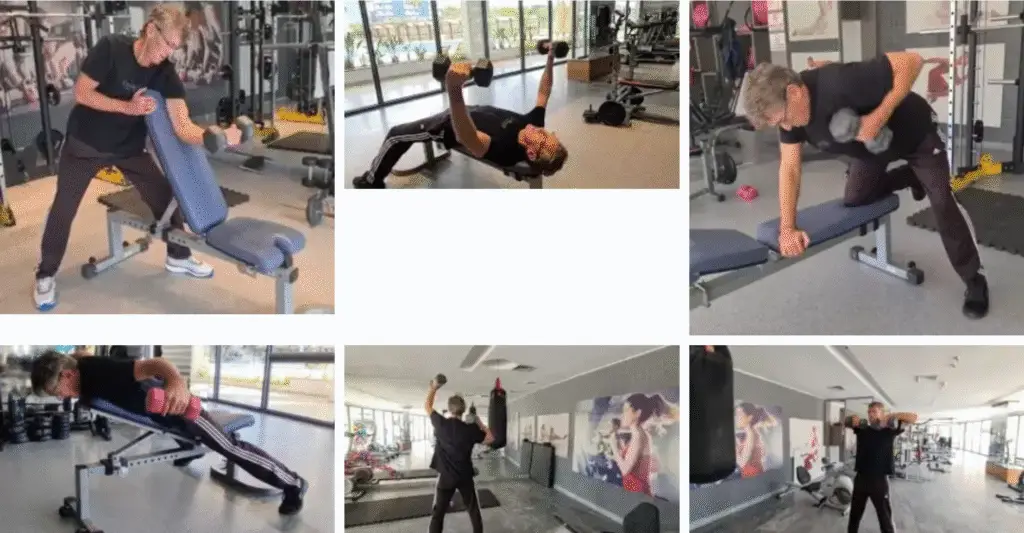 Shows a montage of 6 gym exercise images from the Mojoh Method Gym & Pilates Coaching videos