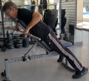 showing a still image from my Incline Barbell Row video - an exercise for the Back muscles