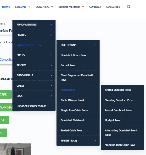 Show an image of the Mojoh Method System - an example menu screenshot